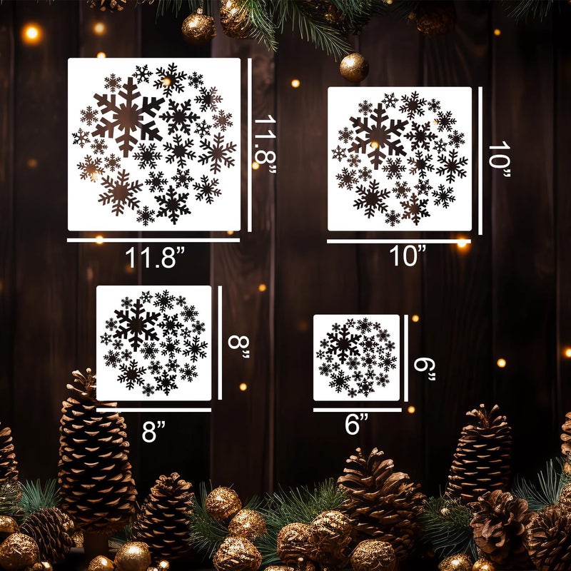 zosylley Christmas Stencils for Window Glass Large Christmas Stencils for Crafts Reusable Xmas Snowflake Bauble Holiday Stencil for Painting on Wood Wall Fabrics Decor - Image 2